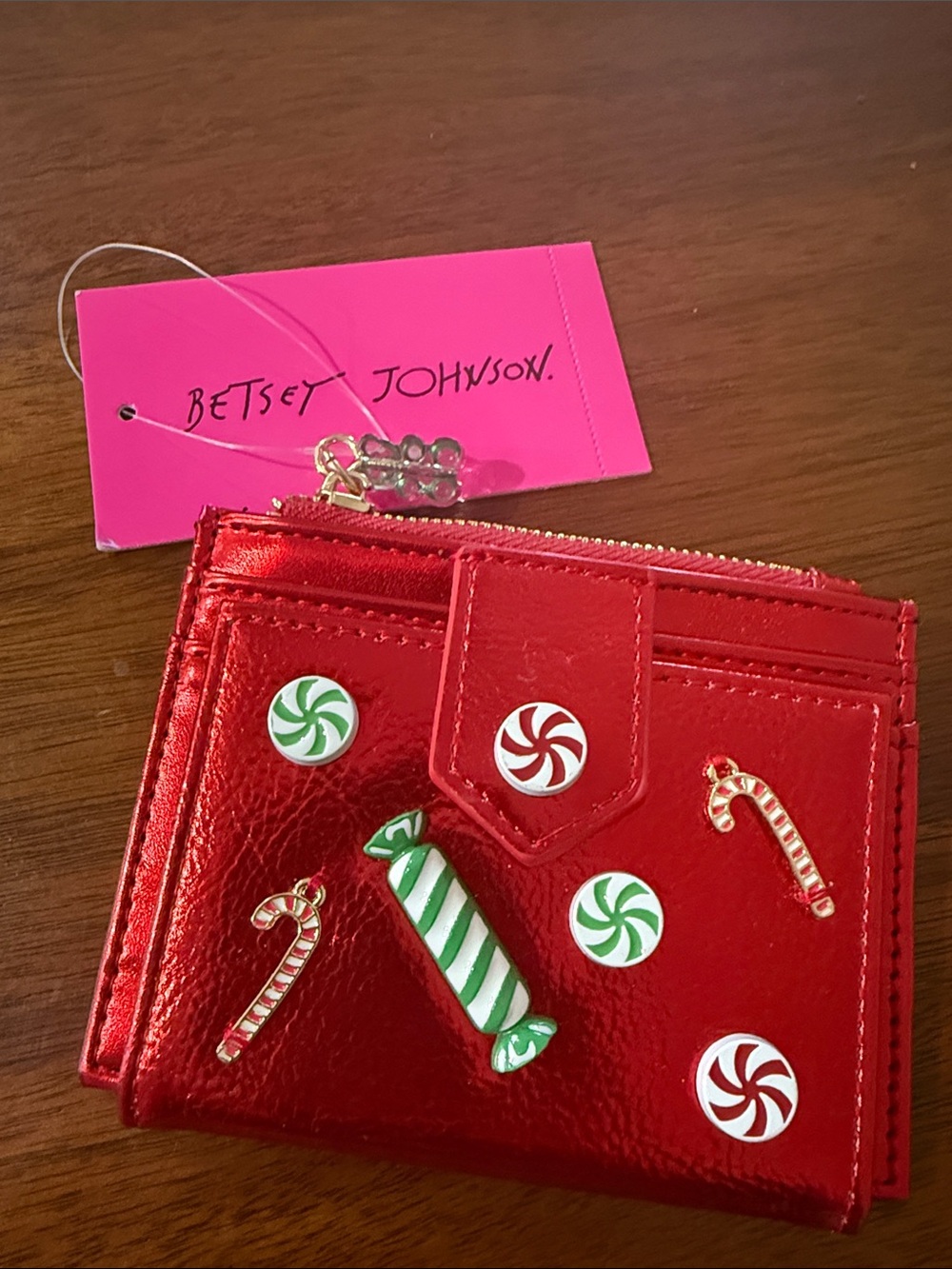 Betsey Johnson Red Candy-Embellished Cardholder